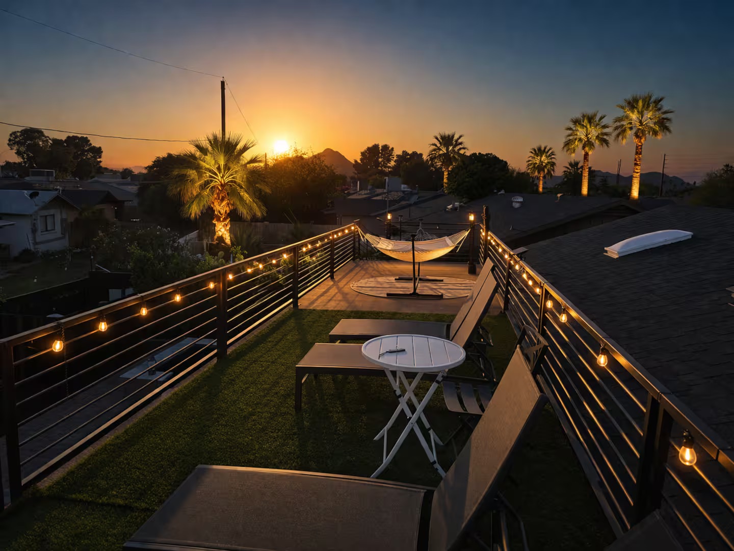 Scottsdale rooftop deck at sunset